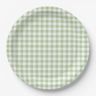 Tiny Sage + White Gingham ペーパープレート
