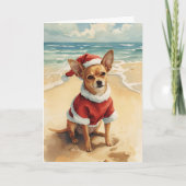 Tiny Santa, Big Cheer – Chihuahua Beach Christmas カード (正面)