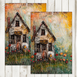 TINY SHABBY COUNTRY HOUSE MIXED MEDIA DECOUPAGE 薄葉紙