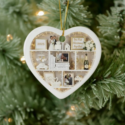 Tiny Shelves Just Married First Christmas Together セラミックオーナメント (ツリー)