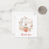TINY SIZE Bunny Girl Baby Shower Thank You ノートカード (正面/裏面インサイチュ)