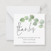 TINY SIZEEucalyptusスクリプト結婚写真感謝してい ノートカード (正面)