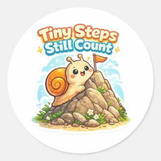 Tiny Steps Still Count - Inspirational Snail ラウンドシール