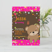 Tiny Teddy Bear/オリジナル背景+テキスト 招待状 (スタンド正面)