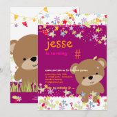 Tiny Teddy Bear パーソナライズパーティー 招待状 (正面/裏面)