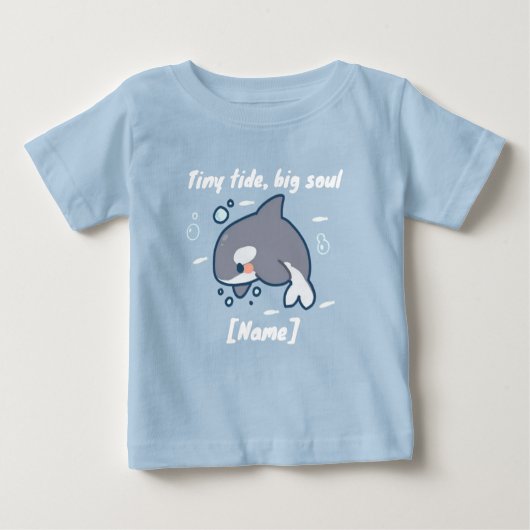 Tiny Tide Whale T-shirt – Custom Name ベビーTシャツ (正面)