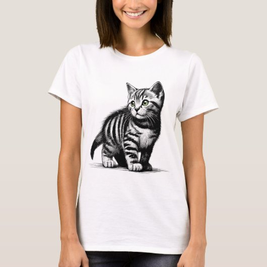 Tiny Tiger - Whiskered Wonder Illustration Tシャツ (正面)