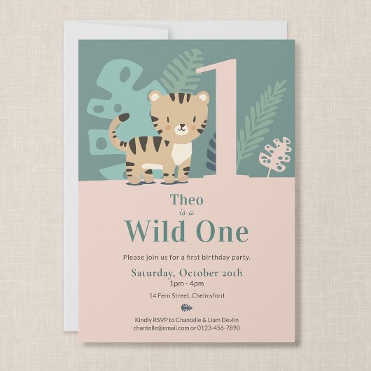 Tiny Tiger Wild One 1歳の誕生日 招待状