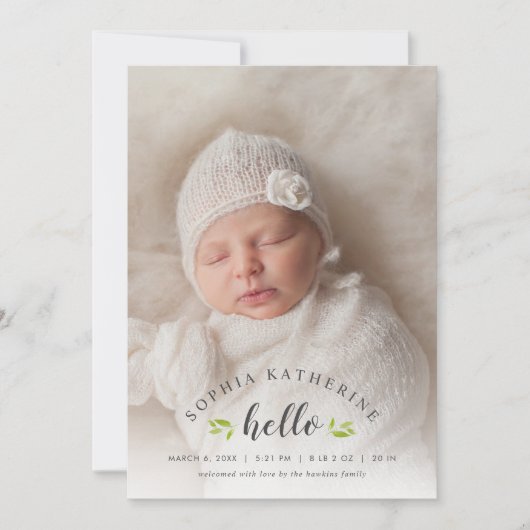 Tiny Tigsフォトオーバーレイ誕生のお知らせ 案内状 (正面)