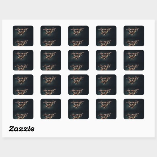 Tiny Titan – Minimal Surreal Squirrel Sticker スクエアシール (シート)