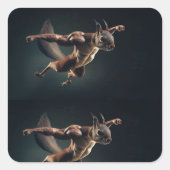 Tiny Titan – Minimal Surreal Squirrel Sticker スクエアシール (正面)