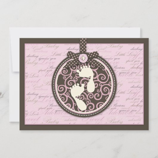 Tiny Toes ピンクの招待状 招待状 (正面)