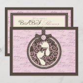 Tiny Toes ピンクの招待状 招待状 (正面/裏面)