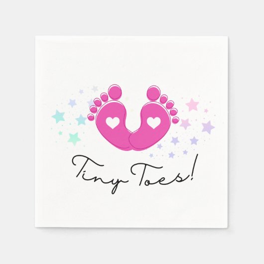 Tiny Toes ベビーシャワー スタンダードカクテルナプキン (正面)