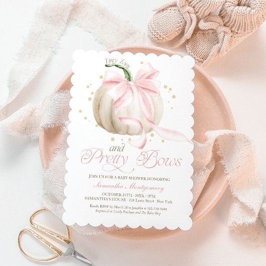 Tiny Toes and Pretty Bows パンプキンベビーシャワー 招待状