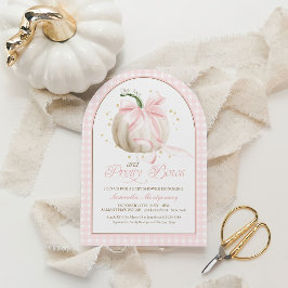Tiny Toes And Pretty Bows パンプキン ピンク ベビーシャワー 招待状