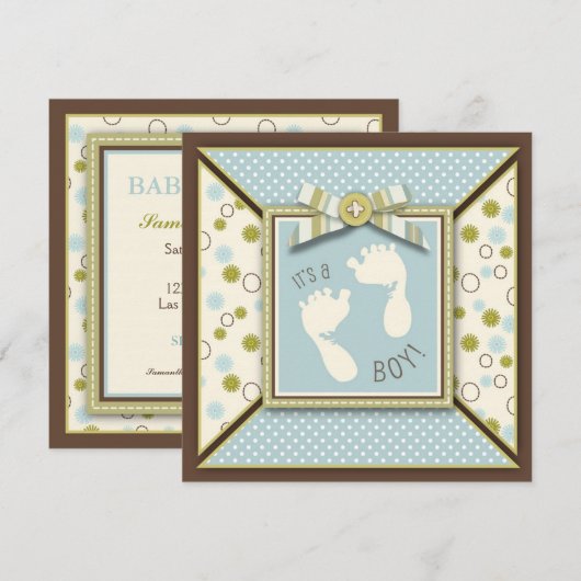 Tiny Toes Invitation Square 招待状 (正面/裏面)