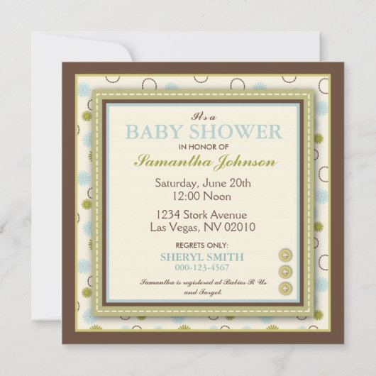 Tiny Toes Invitation Square 招待状 (裏面)