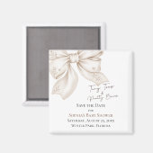 Tiny Toes Pretty Bows ベビーシャワー Save The Date マグネット (正面/裏面)