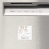 Tiny Toes Pretty Bows ベビーシャワー Save The Date マグネット (インサイチュ (食洗機))