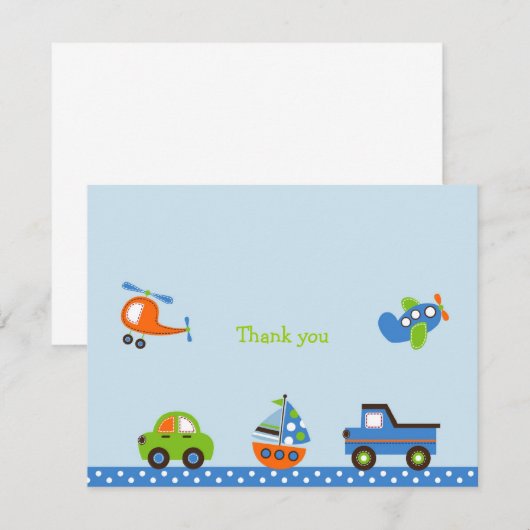 Tiny Trips Transportation Thank You Note Card ノートカード (正面/裏面)