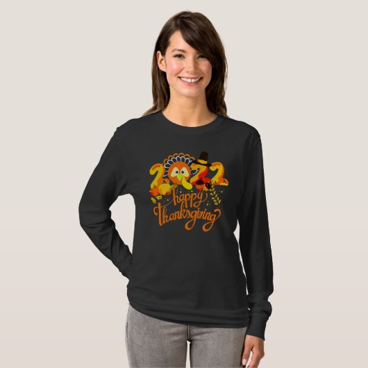 Tiny Turkeys Happy Thanksgiving Turkey Autumn Cost Tシャツ (正面フル)