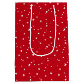 Tiny White Stars on Red Christmas ミディアムペーパーバッグ (裏面)