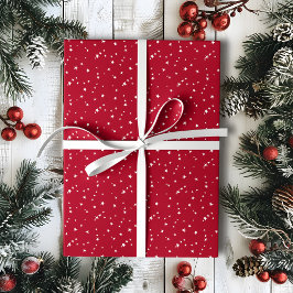 Tiny White Stars on Red Christmas ラッピングペーパー