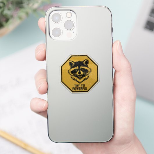 Tiny Yet Powerful Raccoon Warning Sign シール (スマートフォン)