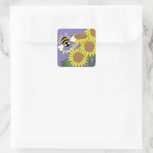 Tiny Yet Powerful Sunflower Sticker スクエアシール (バッグ)