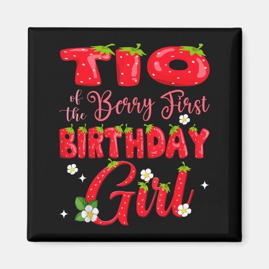 Tioのベリーいちごの1歳の誕生日 マグネット (正面)