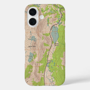 Tioga Pass,カリフォルニア州地形図 iPhone 16ケース