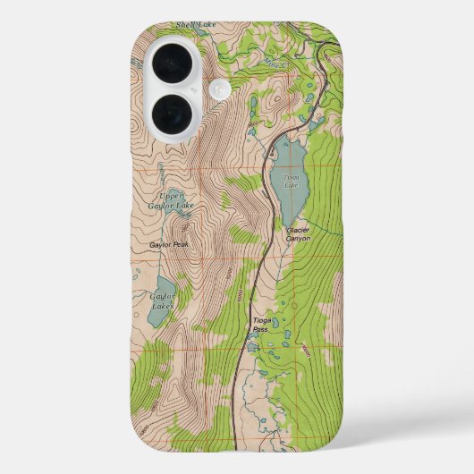 Tioga Pass,カリフォルニア州地形図 Case-Mate iPhoneケース (裏面)