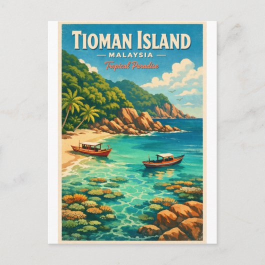 Tioman Island, Malaysia, in a vibrant tropical ポストカード (正面)