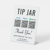 Tip Jar Venmo Paypal Cashapp QRコード テーブルスタンド 台座サイン (正面)