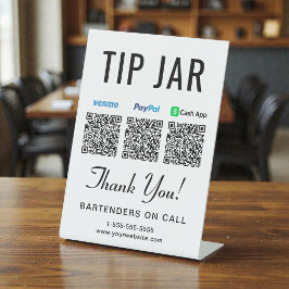 Tip Jar Venmo Paypal Cashapp QRコード テーブルスタンド 台座サイン