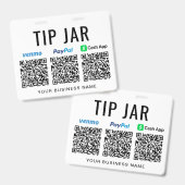 Tip Jar Venmo PayPal CashApp QR Codes Tipping バッジ (正面＆裏面)