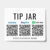 Tip Jar Venmo PayPal CashApp QR Codes Tipping バッジ (裏面)