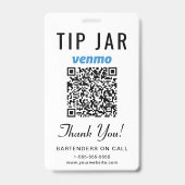 Tip Jar Venmo PayPal QR Code Digital Tipping  バッジ (正面)