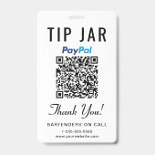 Tip Jar Venmo PayPal QR Code Digital Tipping  バッジ (裏面)
