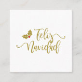Tipografía en Español Feliz Navidad y Acebo スクエア名刺 (正面)