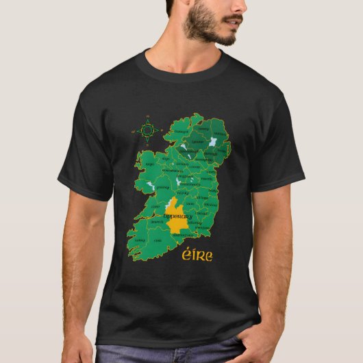 Tipperary Ireland County Map Eire Irish Travel Tシャツ (正面)