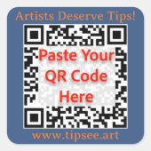 TipSee Member Custom QR sticker, blue background,  スクエアシール (正面)