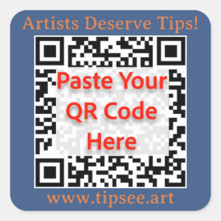 TipSee Member Custom QR sticker, blue background,  スクエアシール