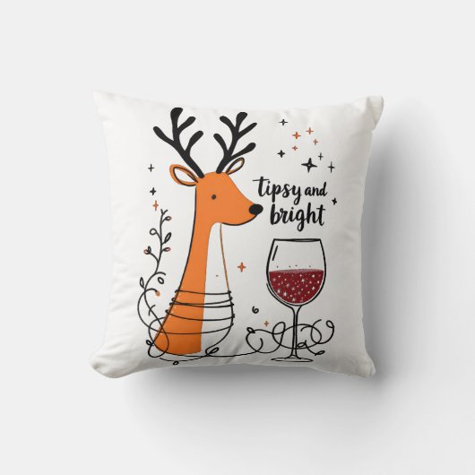 Tipsy and Bright Reindeer  クッション (正面)