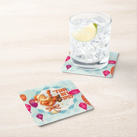 tipsy santa スクエアペーパーコースター (インサイチュ)