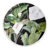 Tirador con acuarela de alcatraces blancos. セラミックノブ (正面)