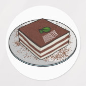 Tiramisu cake cartoon illustration  ラベル (デザイン2)