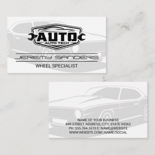 Tire and Wheel Service | Auto Tech 名刺 (正面/裏面)