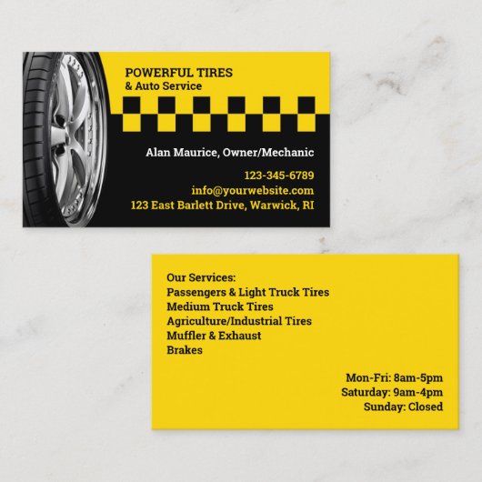 Tire Service Business Card Template 名刺 (正面/裏面)